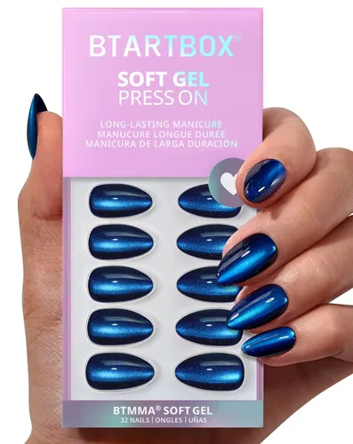 Miniatura 36 de BTArtbox Uñas Postizas Blancas Cortas a Presión - Uñas Postizas de Gel Suave en Forma de Almendra, Uñas Blancas con Pegamento para Uñas, Uñas