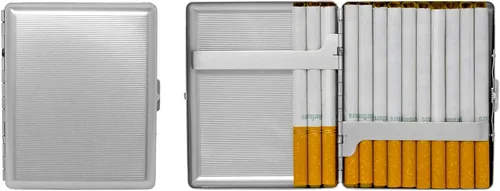 Miniatura 13 de Juego de 2 cajas de cigarrillos de los años 100 chapadas en metal y caja de almacenamiento (impresión victoriana plateada)