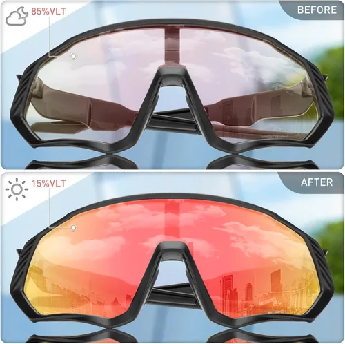 Miniatura 3 de KAPVOE Gafas de ciclismo fotocromáticas para hombres y mujeres, gafas de sol para bicicleta de montaña MTB, para bicicleta de montaña Clear - K9408