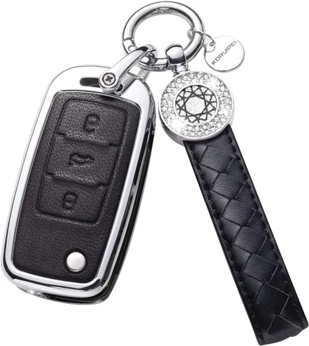 Miniatura 33 de Funda para llavero compatible con Volvo, cuero negro con cristal de protección de 360 grados para XC90, XC60, XC40, S60, S90, V60, V90, Polestar 1