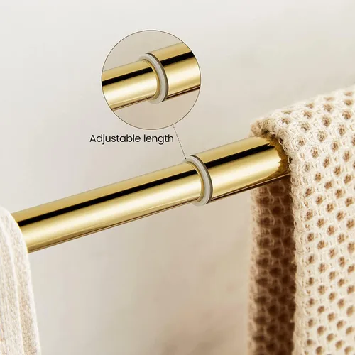 Miniatura 4 de WOLIBEER Accesorios de baño dorados, juego de barra de toalla de cristal de latón, soporte de papel higiénico, toalla, anillo, ganchos para bata, 4