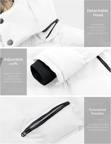 Miniatura 7 de wantdo Abrigo de invierno con capucha para hombre, chaqueta acolchada impermeable, cálida chaqueta de invierno
