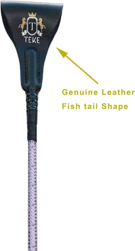 Miniatura 4 de T TEKE 26" TWINKLE Ecuestre Whips, Cultivo de equitación con mango de golf, eje reflejo y slapper de cuero genuino de cola de pez