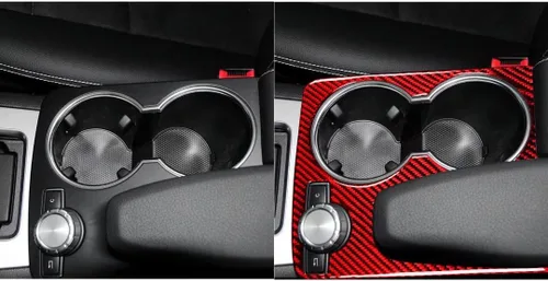 Miniatura 3 de Reposabrazos de consola central de fibra de carbono rojo para Mercedes-Benz Clase C W204 C180 C200 C250 Coupe Sport C300 C63 AMG 2007-2014