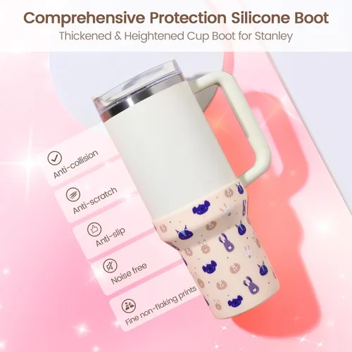 Miniatura 2 de Thxbag Botas de silicona para Stanley Cup de 40 onzas, funda estampada para botas con accesorios Stanley H2.0 y Quencher Adventure Tumbler