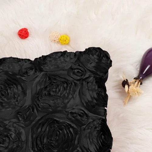 Miniatura 8 de PiccoCasa 2 fundas de almohada con diseño de flores 3D, románticas fundas de cojín decorativas de satén, funda de almohada con rosas estéreas