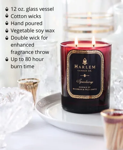 Miniatura 3 de HARLEM CANDLE CO. Speakeasy - Vela de soja perfumada de lujo, 11 onzas - 80 horas de combustión Palo Santo, cardamomo, incienso, bourbon, tabaco