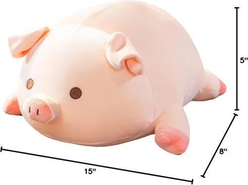 Miniatura 9 de Almohada de Peluche de Animal de Cerdo - 15.7'' Lindo Cerdo Rosa Kawaii Almohada para Abrazar, Juguete de Peluche Suave para Acurrucarse, Adorable