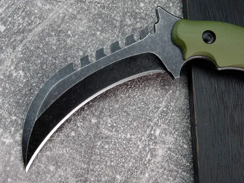 Miniatura 4 de C1696 Cuchillo de hoja fija, mango G10 de acero D2 de 4.3 pulgadas, herramientas EDC de supervivencia al aire libre con fundas Kydex (verde militar)