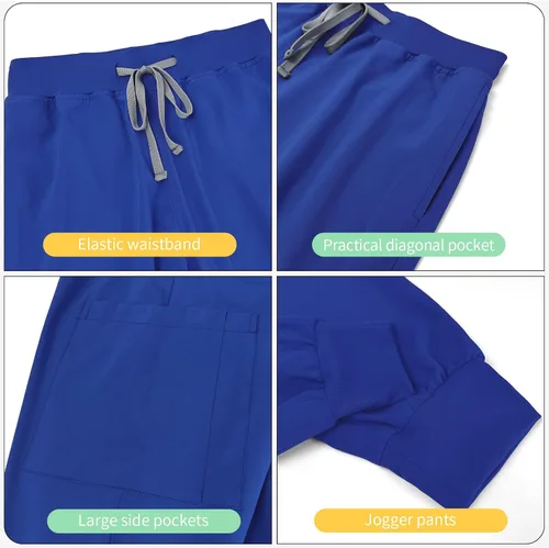 Miniatura 3 de VIAOLI Conjunto de ropa quirúrgica clásica con cuello en V y pantalón deportivo de yoga, uniforme médico de enfermería para mujer, conjunto