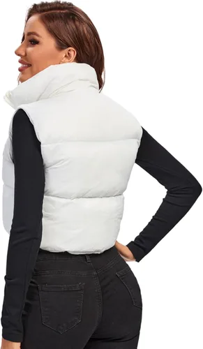 Miniatura 4 de Fuinloth - Chaleco con relleno, cuello alto, ligero, con cremallera, chaleco acolchado, para mujer