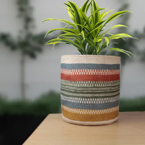 Miniatura 11 de Cesta de Maceta de Yute Resistente, Cesta Tejida Moderna, Maceta para Flores, Maceteros de Interior para Suelo, Cesta Organizadora de Almacenamiento