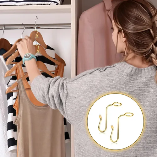 Miniatura 6 de Sankoly 50 ganchos de metal para colgar ropa estables para diferentes perchas de ropa, 0.343 in de diámetro del agujero, color dorado
