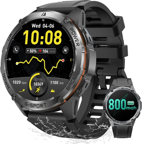 Relojes inteligentes militares con GPS para hombre, grado militar, posicionamiento de 6 satélites, batería de 30 días de 800 mAh, resistente al agua