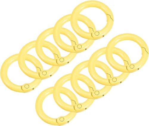 uxcell Anillos redondos de resorte, hebilla de gatillo para bolsos, monederos, llavero Amarillo
