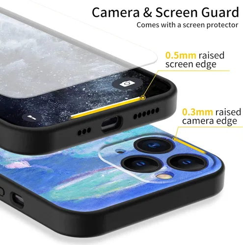 Miniatura 3 de Berkin Arts Funda de silicona compatible con iPhone 11 Pro con protector de pantalla y cepillo de impasto colorido (lirios de agua de Claude Monet)