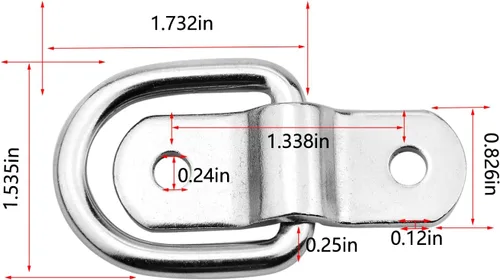 Miniatura 5 de Anclaje de amarre con anilla en D de 1/4 de pulgada para montaje en superficie resistente, anillos de amarre para montaje en piso, 2400 libras