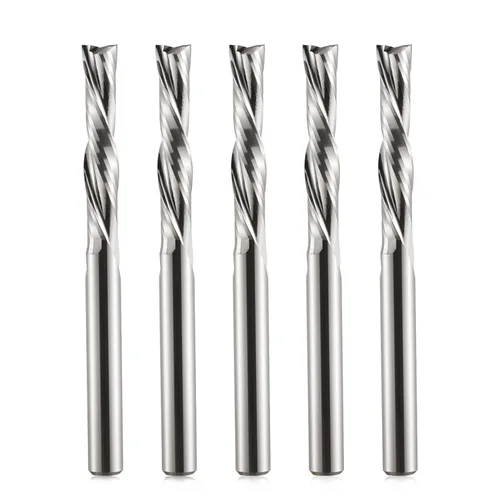 Broca de corte descendente de 1/8 pulgadas, corte hacia abajo, espiral, fresadora CNC, fresadora de carburo de tungsteno, juego de 5 unidades