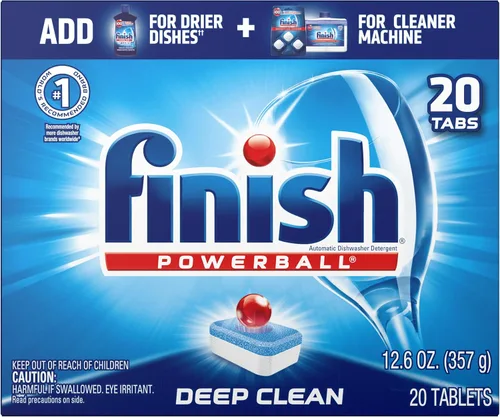 Tabletas de detergente para lavavajillas Powerball todo en uno, de Finish, aroma fresco, 5170077050, 20 Count, Blanco, 1, 1
