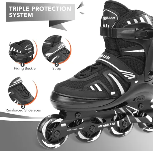 Miniatura 5 de METROLLER Patines en línea ajustables para niñas y niños con ruedas iluminadas, patines en línea para niños y jóvenes, cuchillas divertidas