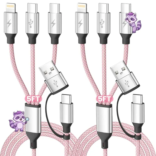 Miniatura 12 de Cable de carga múltiple 4 en 2, cable USB C a USB C con 4 X tipo C, cable de carga de teléfono de viaje para iPhone 17/16/15, Galaxy, Android