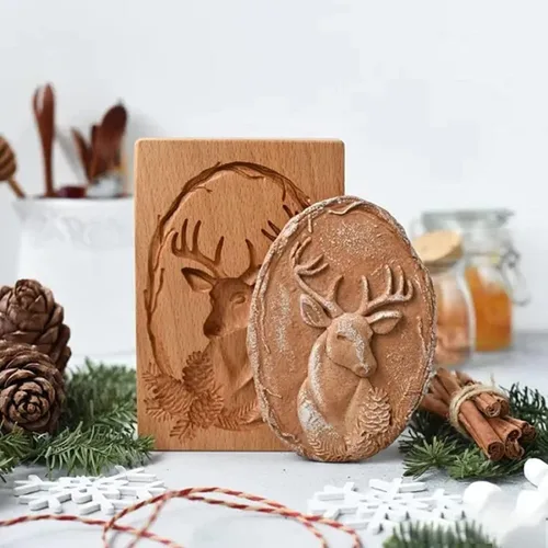 Miniatura 28 de Sello para galletas de búho 2 de madera - Molde tallado y prensa para pan de jengibre y galletas DIY (owl 2)