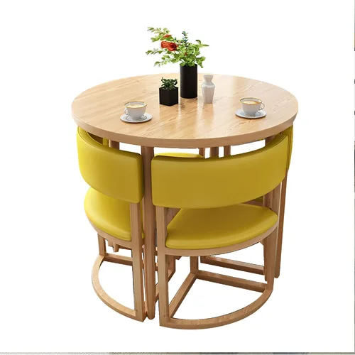 Miniatura 12 de Mesa de cocina y sillas para 4, juego de mesa redonda de comedor para 4, negociación de conferencias pequeñas, 1 mesa y 4 sillas, mesas de café