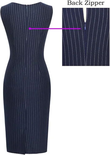 Miniatura 4 de VFSHOW Elegante vestido ajustado con cuello en V y cremallera frontal para mujer, ajustado, para trabajo, negocios, oficina, vestido tipo tubo