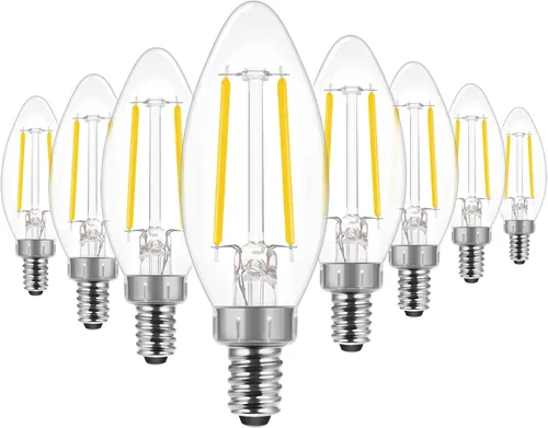 Energetic - Bombilla LED E12 clásica regulable transparente, equivalente a 60 W, 550 lúmenes, blanco frío 4000 K, bombilla de filamento de vidrio