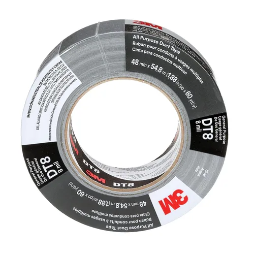 Miniatura 11 de 3M - Cinta adhesiva multiusos DT8 de resistencia industrial, negro, 4,78 cm x 55 m x 8 mil de grosor, adhesivo de grado profesional, 1 paquete