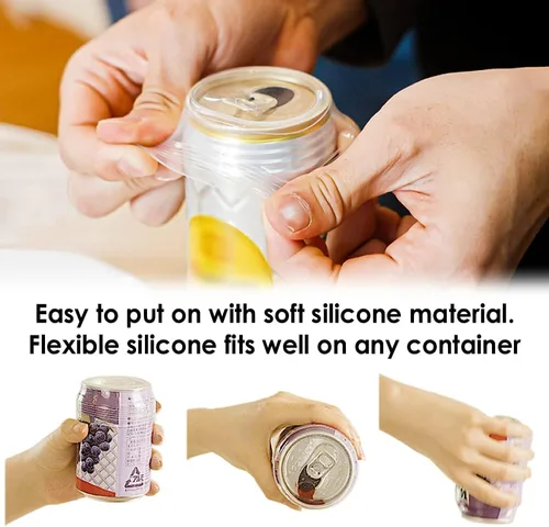Miniatura 2 de Mochi a girl, Redrink, paquete de 2 tapas de silicona flexible para latas, tapón de tapa de soda transparente, para latas de alimentos y tarros, sin