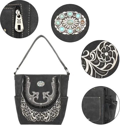 Miniatura 4 de Montana West Bolsa de transporte oculta de la colección Boot Scroll para mujer bolso de hombro occidental de cuero vegano con cartera