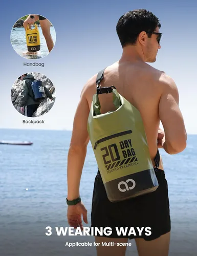 Miniatura 5 de Lamicall - Bolsa seca impermeable con bolsa para teléfono – 5L/10L/20L/30L/40L Mochila flotante para kayak, barco, playa, camping, pesca, saco seco