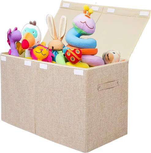 Miniatura 12 de popoly Caja grande de juguetes de 122L con tapa, organizador plegable de almacenamiento de juguetes con divisor extraíble para niños, niños, niñas