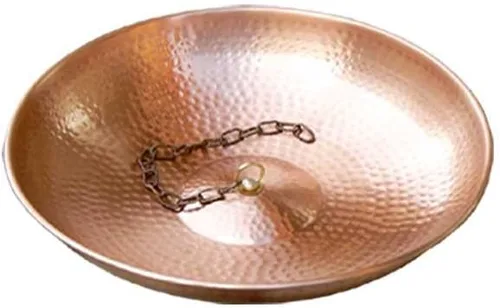 Miniatura 9 de Monarch Rain Chains 17025 Cuenca de Anclaje de Cadena de Lluvia Martillada a Mano para Bajantes de Canaletas Plato Decorativo de Fuente