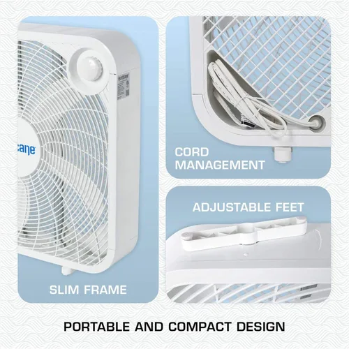 Miniatura 6 de Ventilador de pie clásico Hurricane con 3 velocidades silenciosas, negro, 20" - Unidad de enfriamiento de aire eléctrico portátil con cable