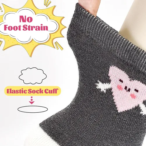 Miniatura 3 de HYCLES Calcetines para niñas pequeñas, calcetines de dibujos animados antideslizantes con agarre para bebés de 6-12 meses y niños de 1-7 años
