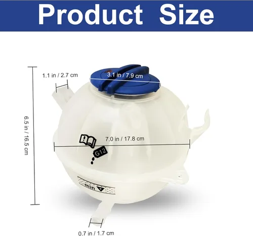 Miniatura 2 de 603-253 1K0121407A Tanque de depósito de refrigerante con tapa para Aud1 A3 Q3 TT RS3 y VW Jetta Passat Golf GTI Beetle CC Eos Rabbit