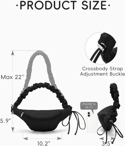 Miniatura 9 de WESTBRONCO Riñoneras para mujeres y hombres, bolsa para cinturón con bolsillos con cremallera, riñoneras modernas, bolsas cruzadas ligeras de 1
