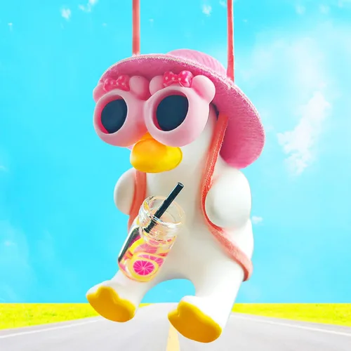 Miniatura 11 de Adorno colgante de pato oscilante para automóvil, bonito colgante de decoración de coche para accesorios de espejo retrovisor, regalo del día de San