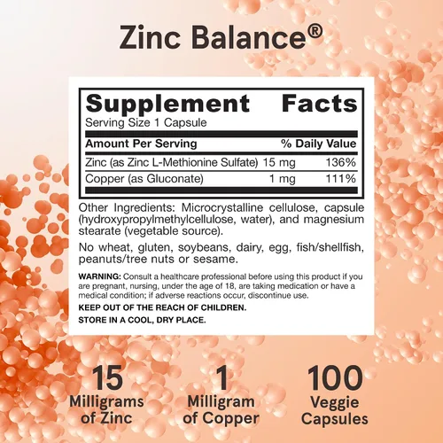 Miniatura 6 de Balance de zinc Jarrow Formulas, refuerza el sistema inmunológico y proporciona protección antioxidante, 100 cápsulas