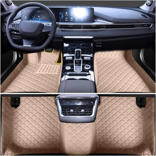 Miniatura 18 de Personaliza las alfombrillas de cuero de lujo de protección para todo tipo de clima para automóviles, SUV y camiones según el modelo automotriz beige