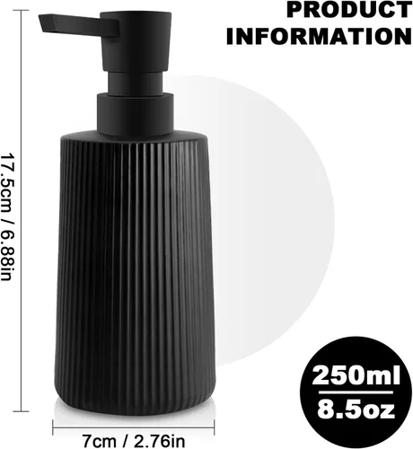 Miniatura 2 de Dispensador de Jabón de Vidrio para Baño, Dispensador de Jabón de 250ml/8.5oz para Cocina con Bomba, Dispensador de Jabón de Mano Estilo Rayas