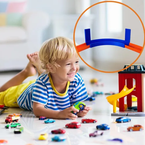 Miniatura 5 de Riel de montaje en pared de esquina compatible con Hot Wheels Giro de 90 grados con adhesivo extraíble para montaje en pared Fabricado