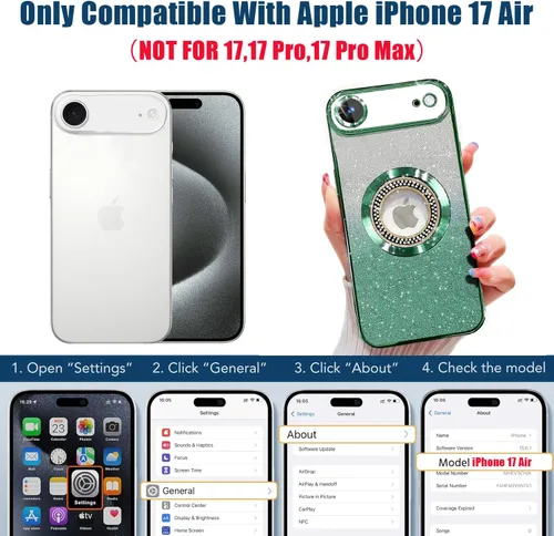 Miniatura 327 de Misscase Funda magnética con purpurina para iPhone 11 compatible con MagSafe, protección completa, delgada, a prueba de golpes, antiarañazos