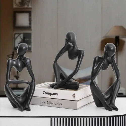 Miniatura 5 de Asng Estatua de escultura abstracta estilo pensador de resina, figuras coleccionables, decoración de escritorio para oficina en casa