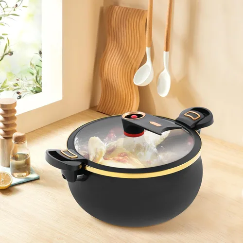 Miniatura 3 de Olla a presión micro de 8.45 cuartos de galón, antiadherente, utensilios de cocina para microondas, olla versátil con tapa, olla grande inferior