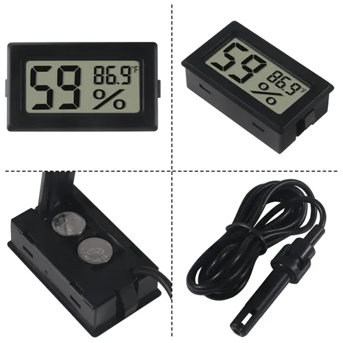 Miniatura 2 de Paquete de 6 mini termómetro digital higrómetro con sonda de temperatura interior, medidor de humedad y temperatura interior, pantalla LCD 6 piezas