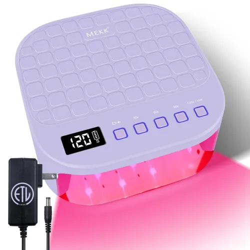 MEKK Lámpara de uñas LED UV inalámbrica, luz UV de 54 W para uñas de gel con luz roja amigable con las manos, lámpara de curación de flash
