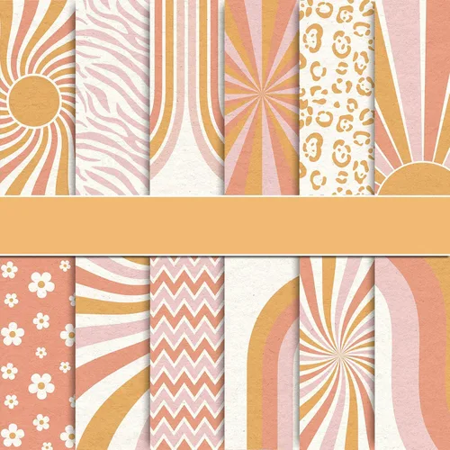 Whaline 24 hojas de papel de patrón bohemio bohemio para álbum de recortes de luz solar de doble cara para el primer viaje inspirado alrededor del